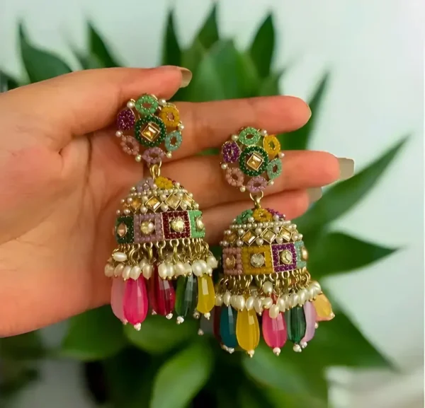 Women's Pearls Kundan Jhumka Earrings