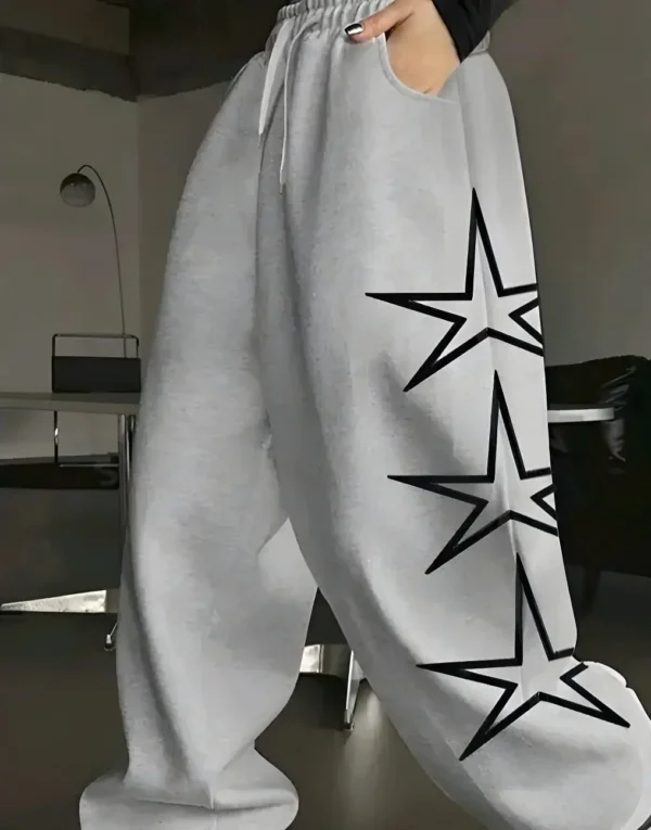 Women's Grey Star Print Joggers