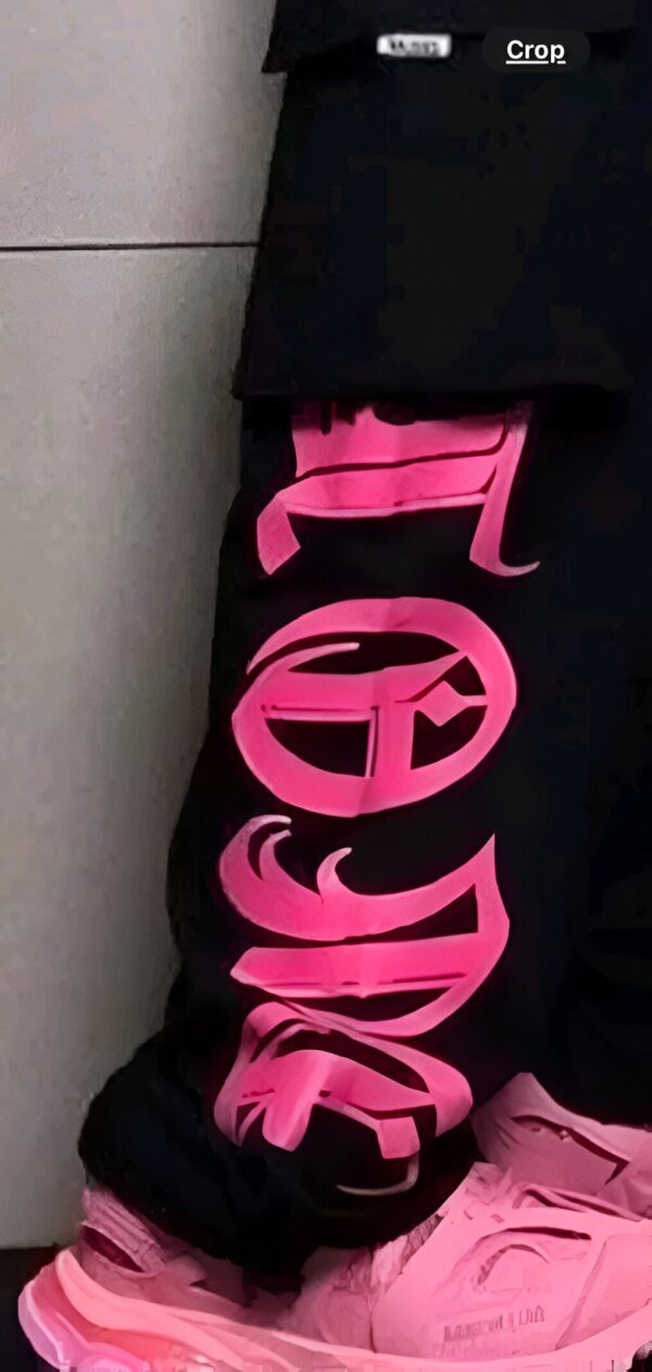 Women's Black Pink Printed Trousers