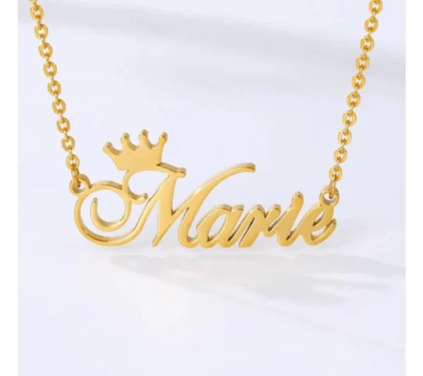 Crown Personalised Name Pendant Customized Chain