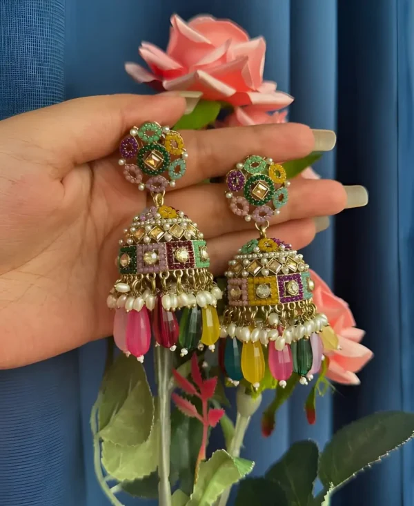 Women's Pearls Kundan Jhumka Earrings