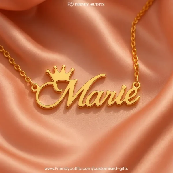 Crown Personalised Name Pendant Customized Chain