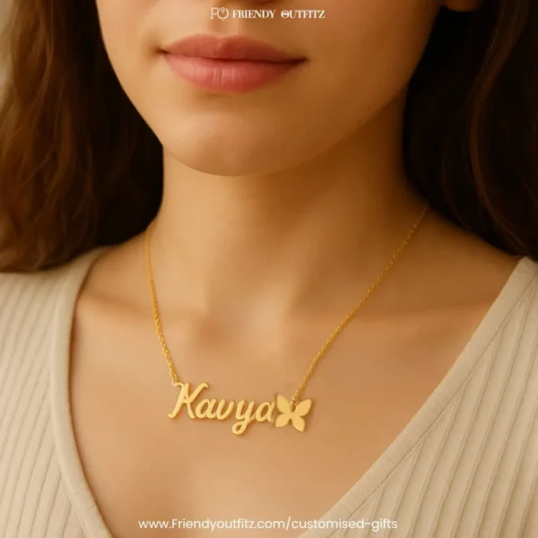 Butterfly Personalised Name Pendant Customized Chain