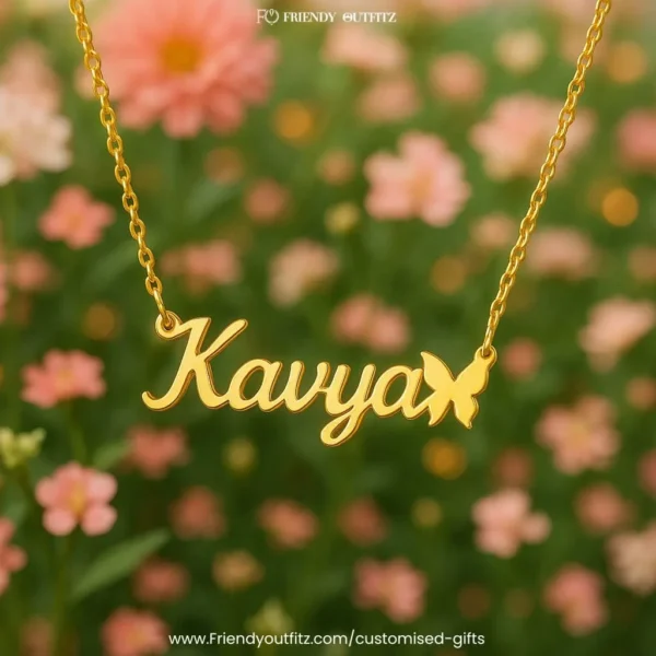 Butterfly Personalised Name Pendant Customized Chain