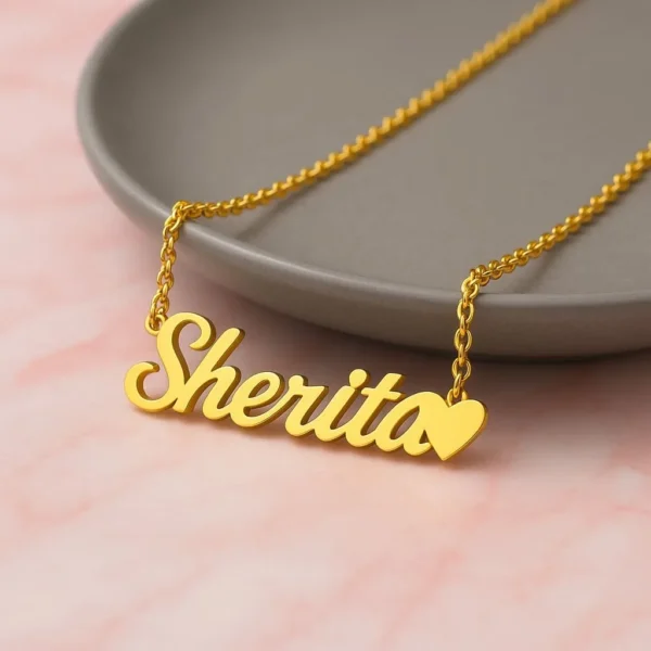 Heart Personalised Name Pendant Customized Chain
