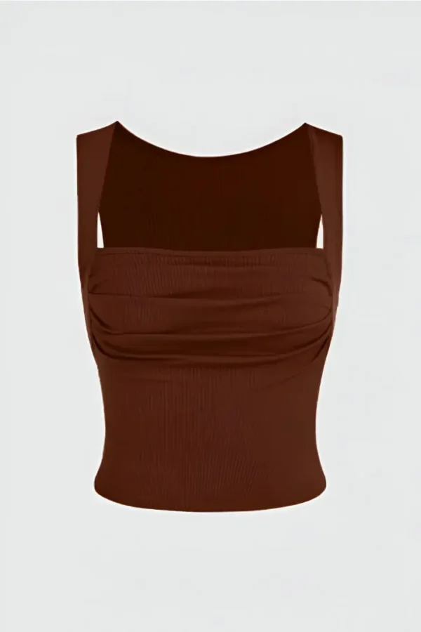 Ruched Square Neck Crop Top