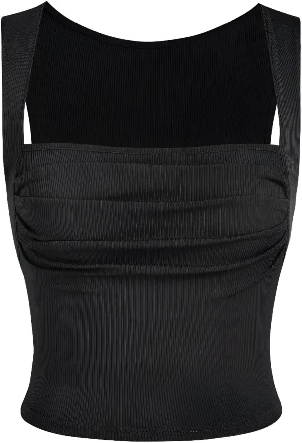 Ruched Square Neck Crop Top