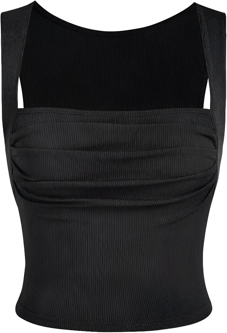 Ruched Square Neck Crop Top