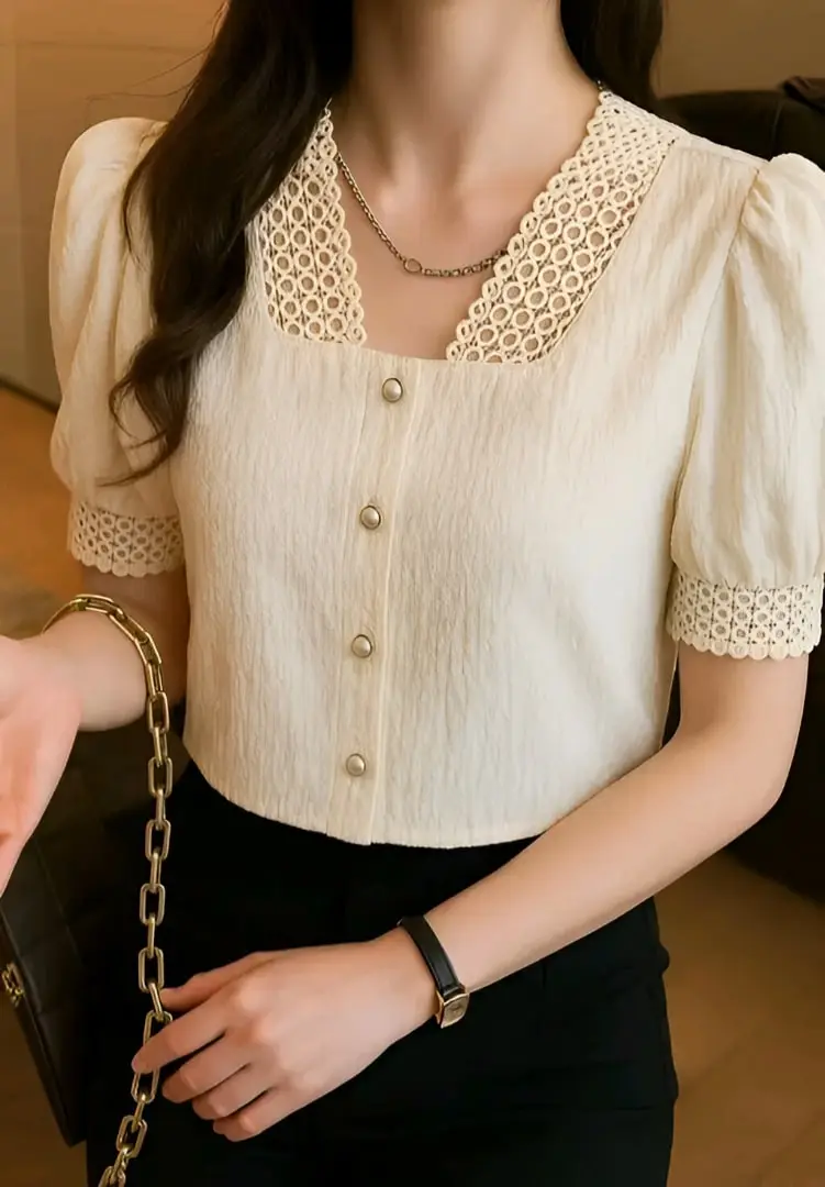 KOREAN V-NECK SHIRT FOR WOMEN 
