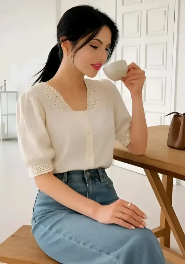 KOREAN V-NECK SHIRT FOR WOMEN