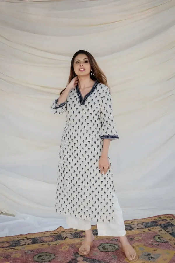 PRINTED COTTON WHITE KURTI