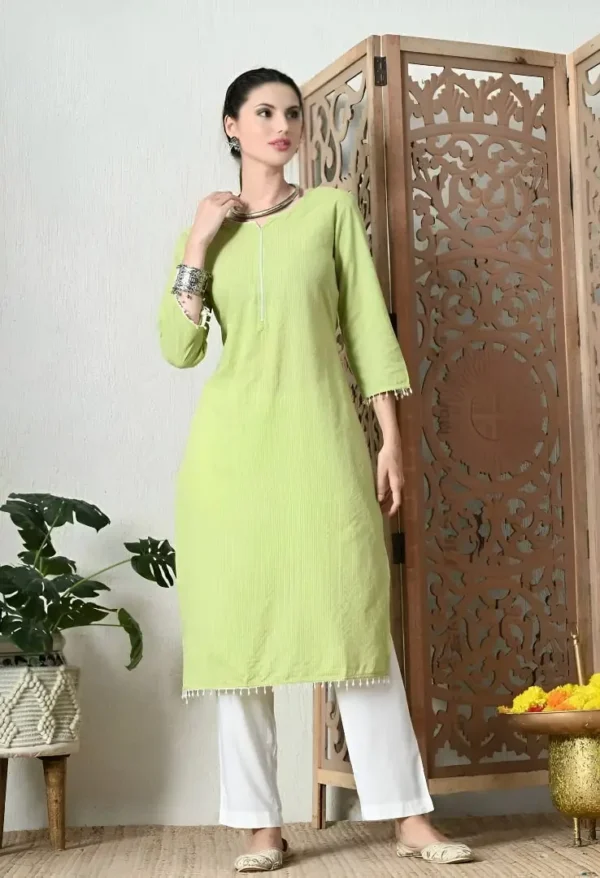GREEN COTTON KURTI FOR WOMEN
