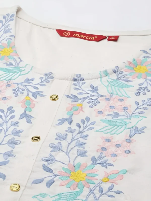 WOMEN WHITE EMBROIDERED KURTI