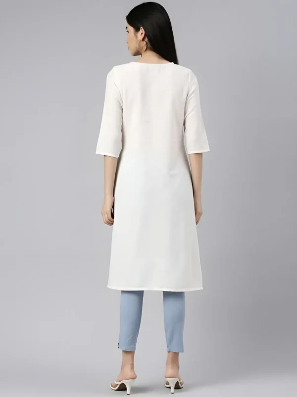 WOMEN WHITE EMBROIDERED KURTI