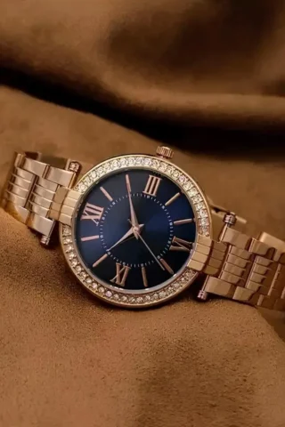 ROSE GOLD WOMEN WATCH WITH BLUE DIAL