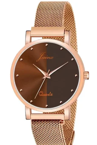 BROWN DIAL ROSE GOLD MESH WATCH
