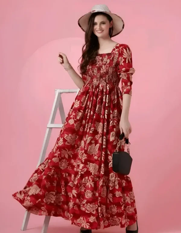 RED FLORAL MAXI DRESS