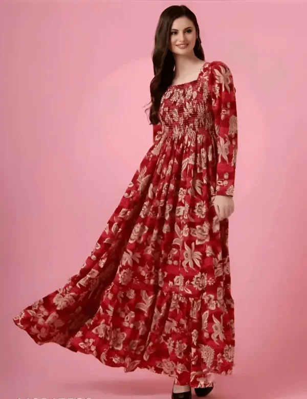RED FLORAL MAXI DRESS