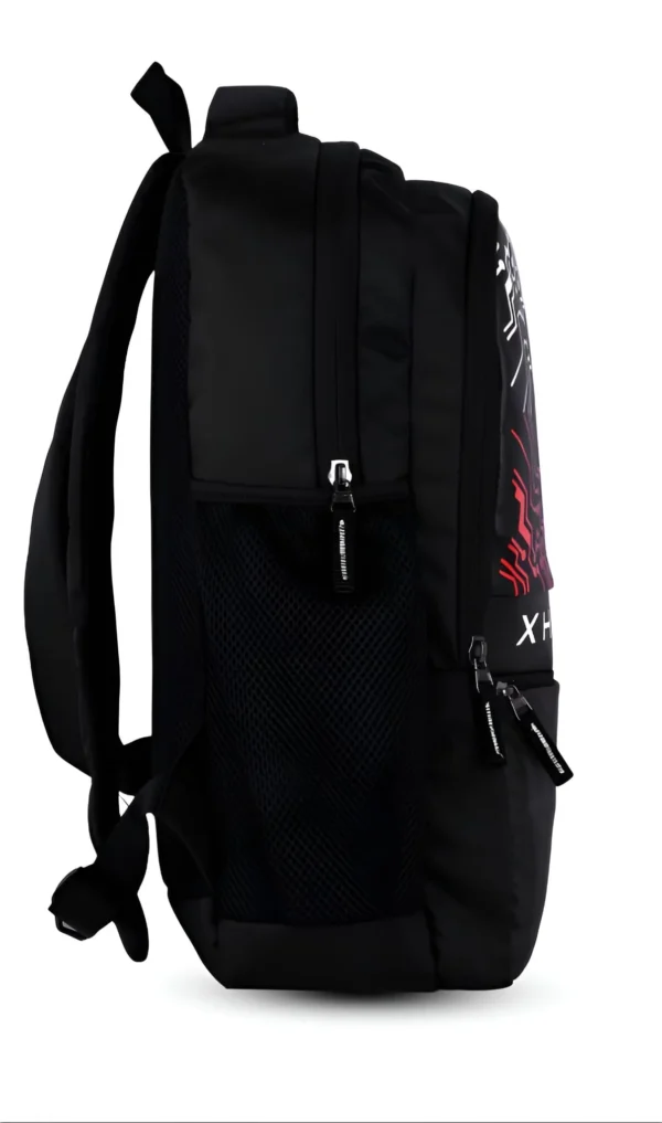 X Hacker Backpack Bag Stylish Faux Leather Front with Bold Circuit Design - Image 7