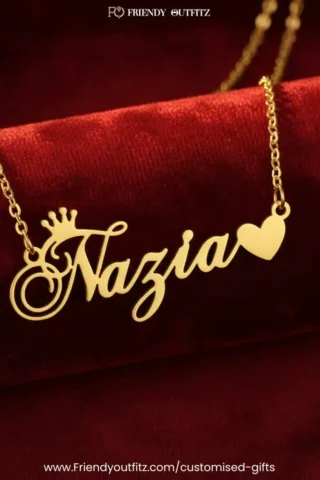 Name Pendant Chain Customized Your Name Chain With Heart & Crown