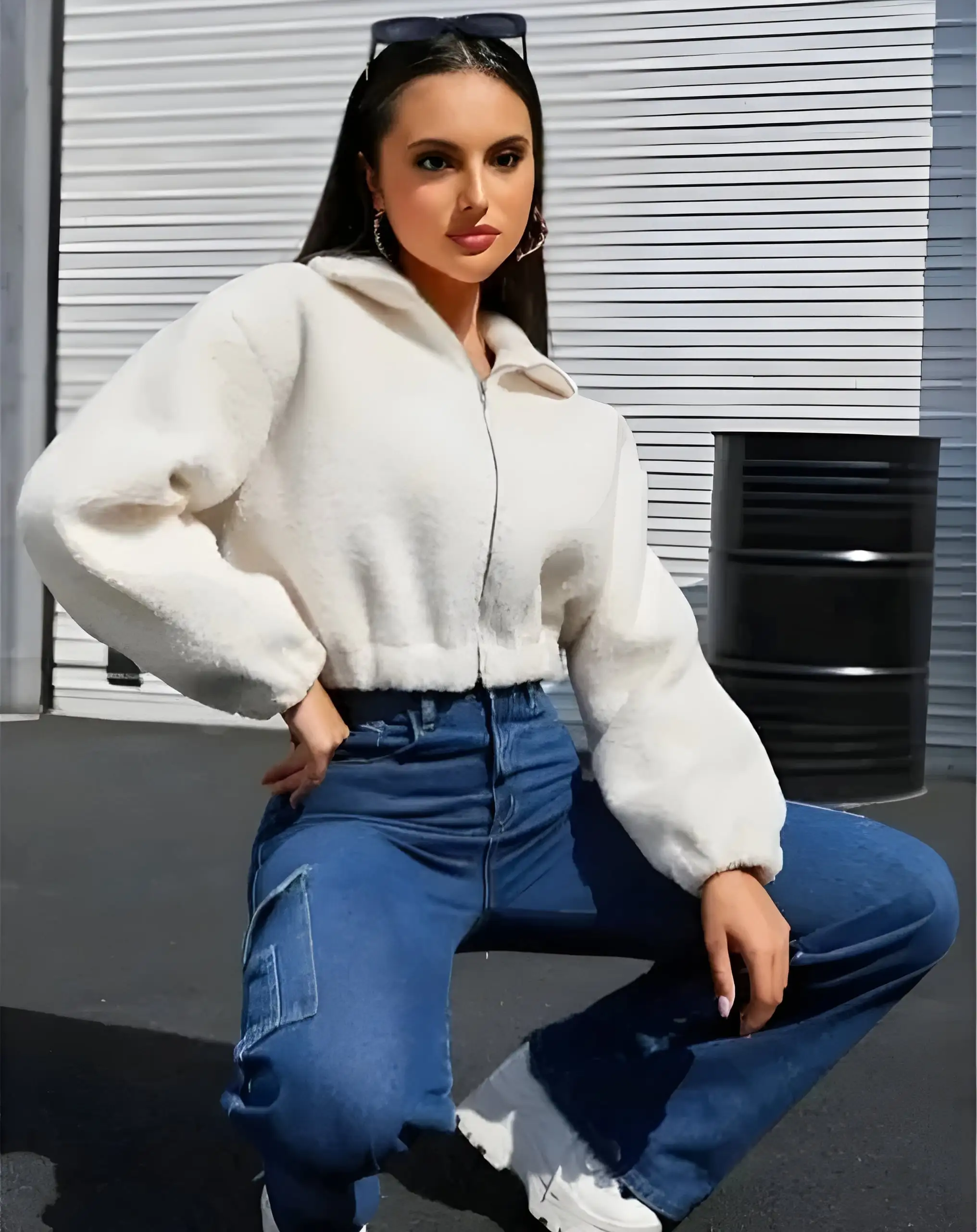 FAUX FUR CROPPED JACKET FOR WOMEN