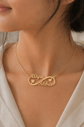 INFINITY LOVE COUPLE PERSONALIZED NAME PENDANT - PERSONALIZED GOLD INFINITY PENDANT