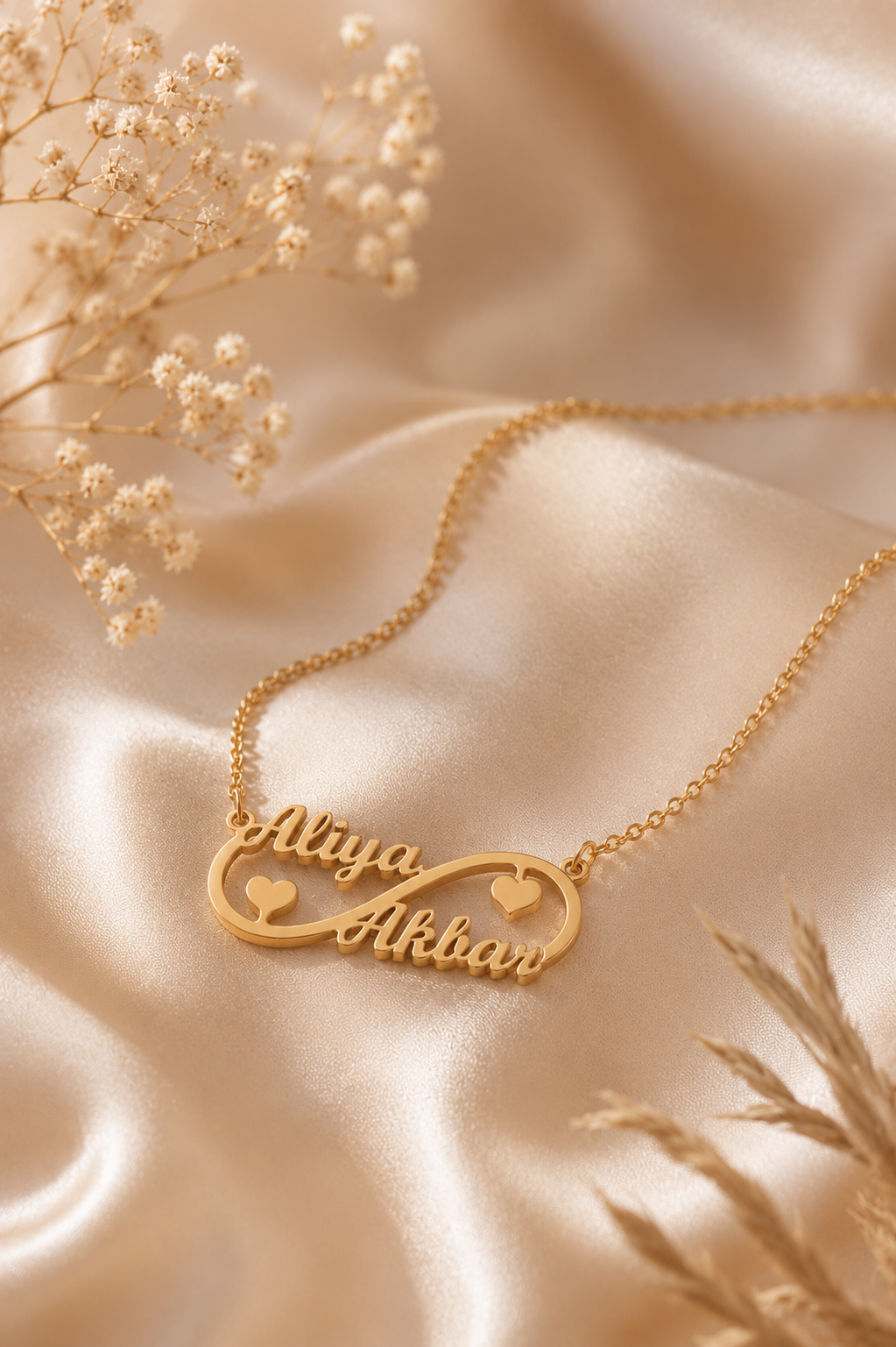 INFINITY LOVE COUPLE PERSONALIZED NAME PENDANT - PERSONALIZED GOLD INFINITY PENDANT