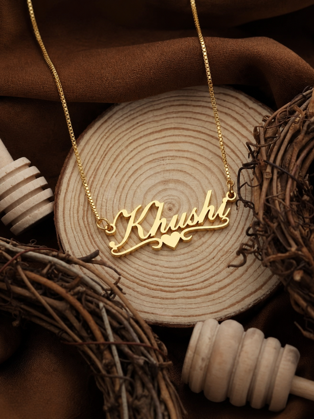 PERSONALIZED GOLD NAME NECKLACE WITH HEART – CUSTOM NAME PENDANT