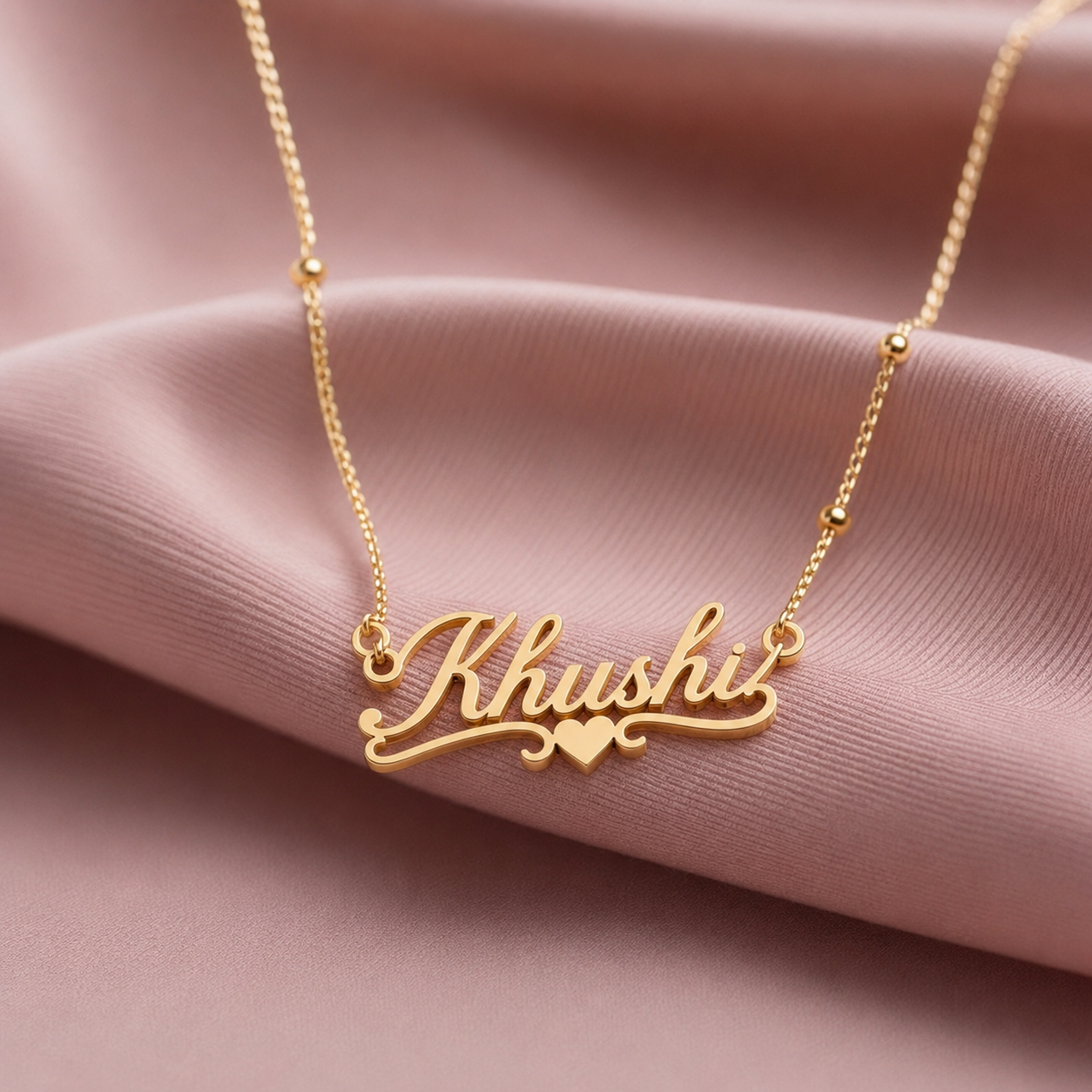 PERSONALIZED GOLD NAME NECKLACE WITH HEART – CUSTOM NAME PENDANT