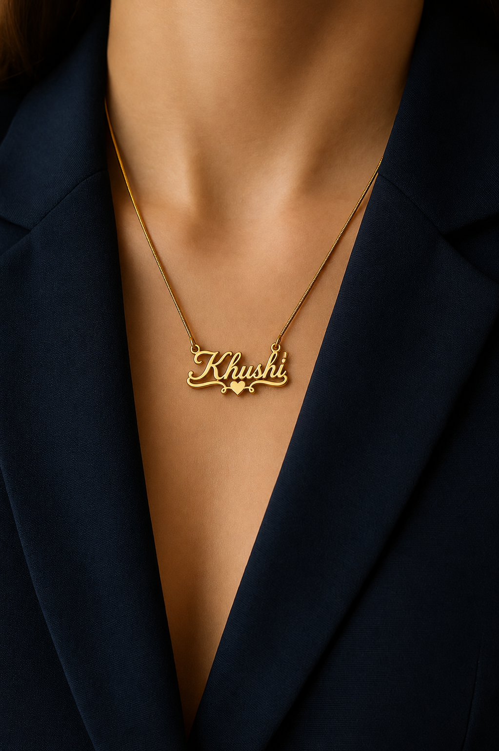 PERSONALIZED GOLD NAME NECKLACE WITH HEART – CUSTOM NAME PENDANT