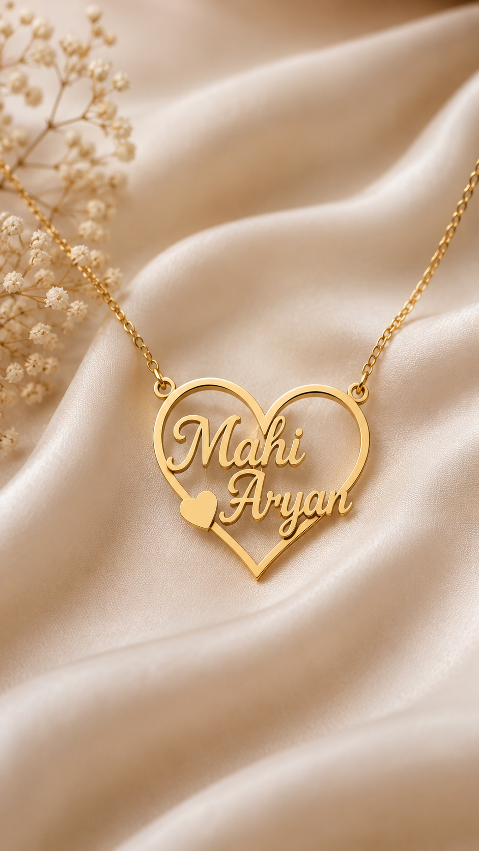 PERSONALIZED HEART NAME NECKLACE FOR COUPLES - PERSONALIZED COUPLE NAME PENDANT