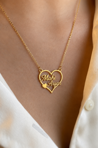 PERSONALIZED HEART NAME NECKLACE FOR COUPLES - PERSONALIZED COUPLE NAME PENDANT