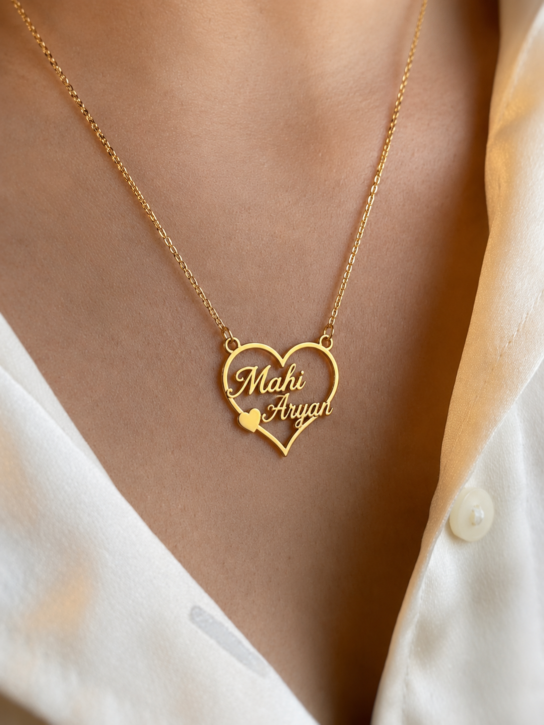 PERSONALIZED HEART NAME NECKLACE FOR COUPLES - PERSONALIZED COUPLE NAME PENDANT