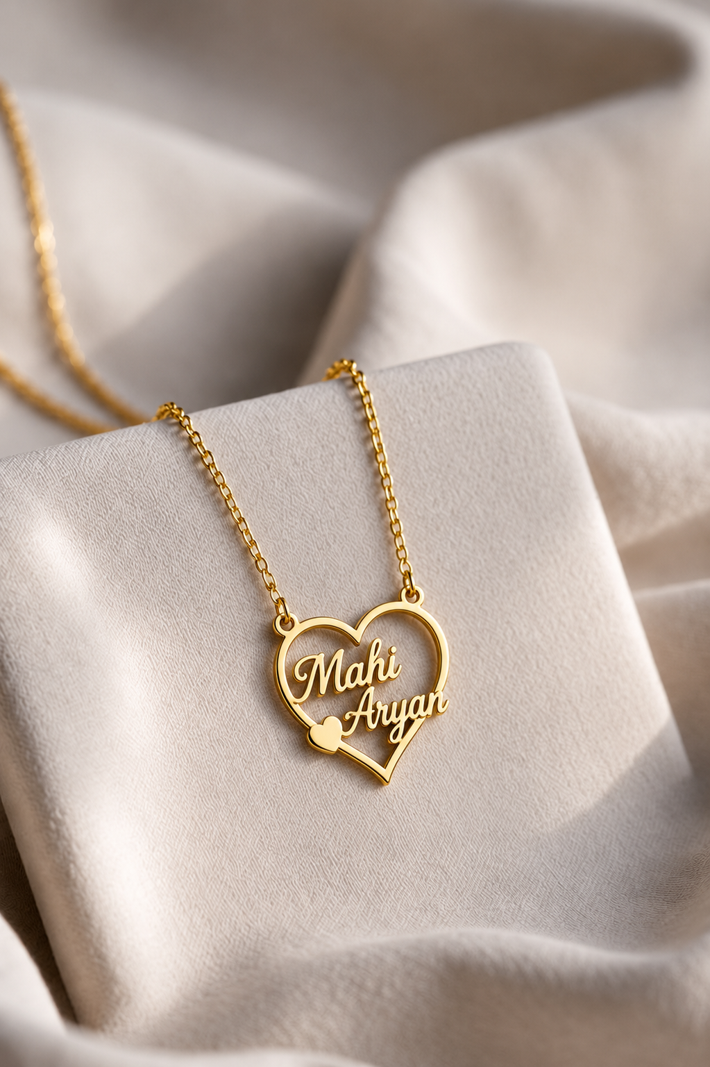 PERSONALIZED HEART NAME NECKLACE FOR COUPLES - PERSONALIZED COUPLE NAME PENDANT