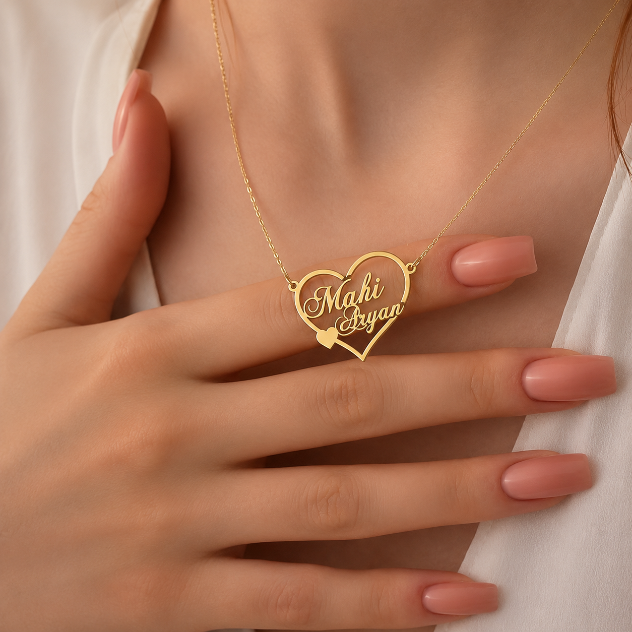 PERSONALIZED HEART NAME NECKLACE FOR COUPLES - PERSONALIZED COUPLE NAME PENDANT