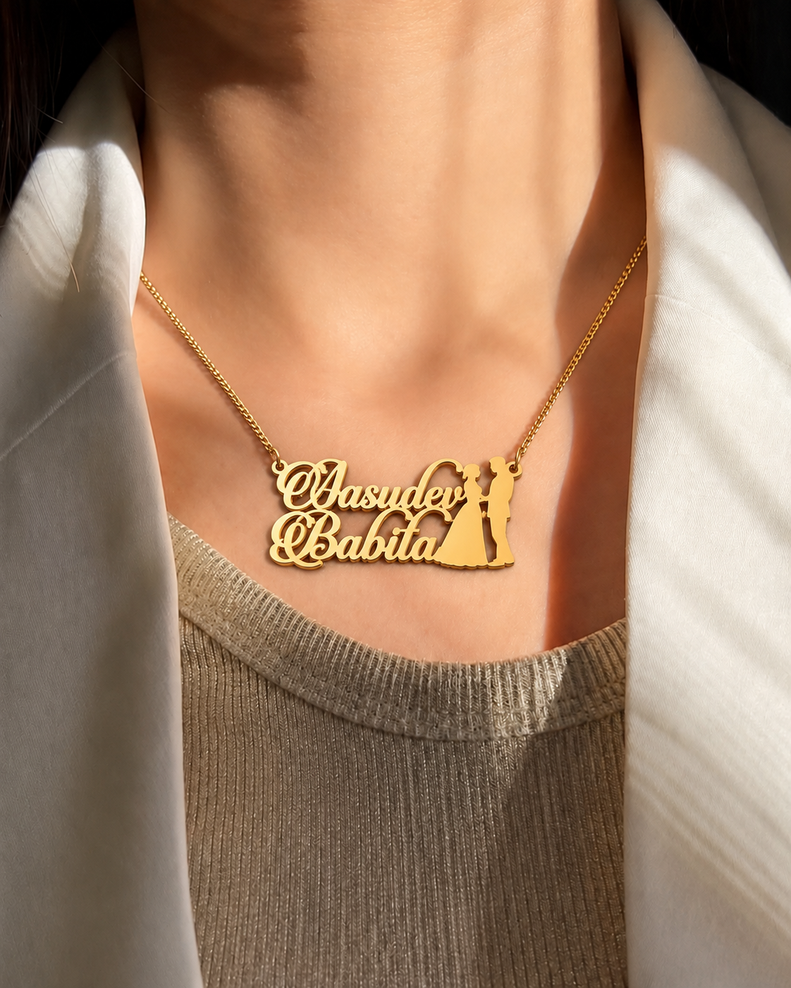 PERSONALIZED COUPLE NAME NECKLACE – CUSTOM GOLD NAME PENDANT