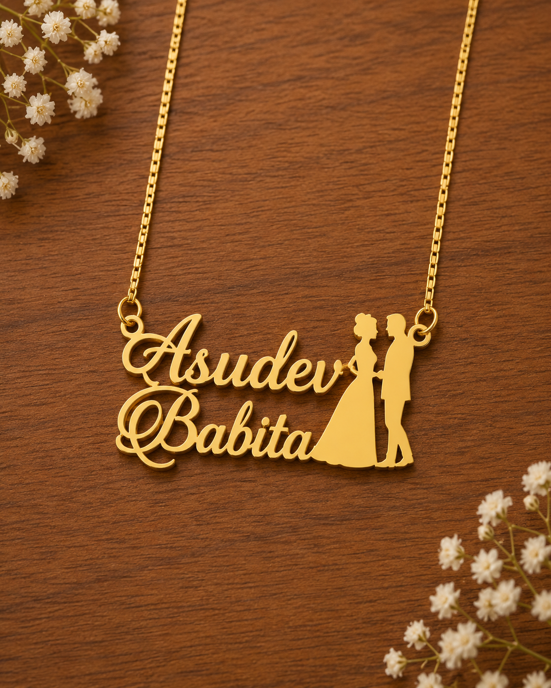 PERSONALIZED COUPLE NAME NECKLACE – CUSTOM GOLD NAME PENDANT