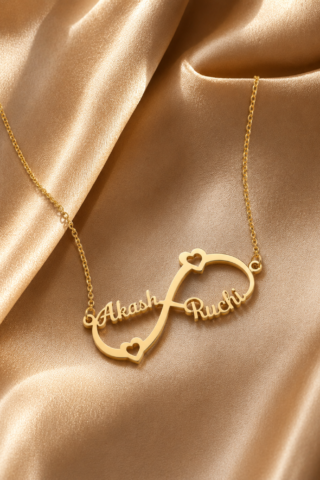 PERSONALIZED INFINITY COUPLE NAME NECKLACE – CUSTOM GOLD NAME PENDANT