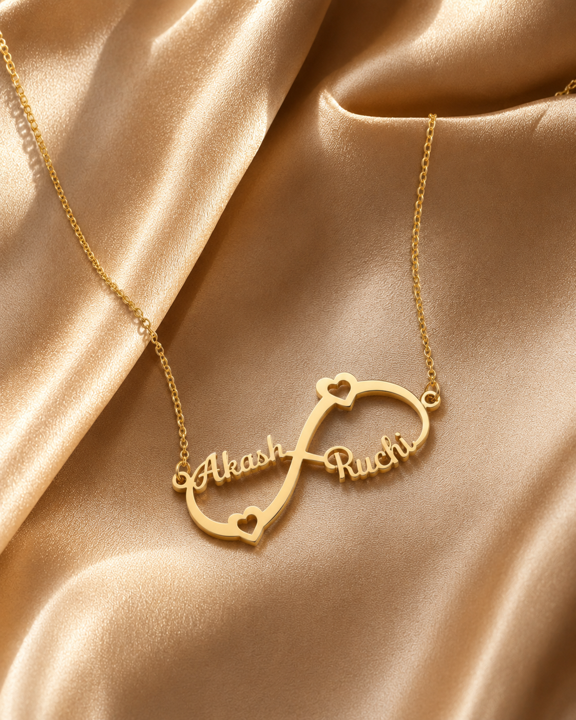 PERSONALIZED INFINITY COUPLE NAME NECKLACE – CUSTOM GOLD NAME PENDANT