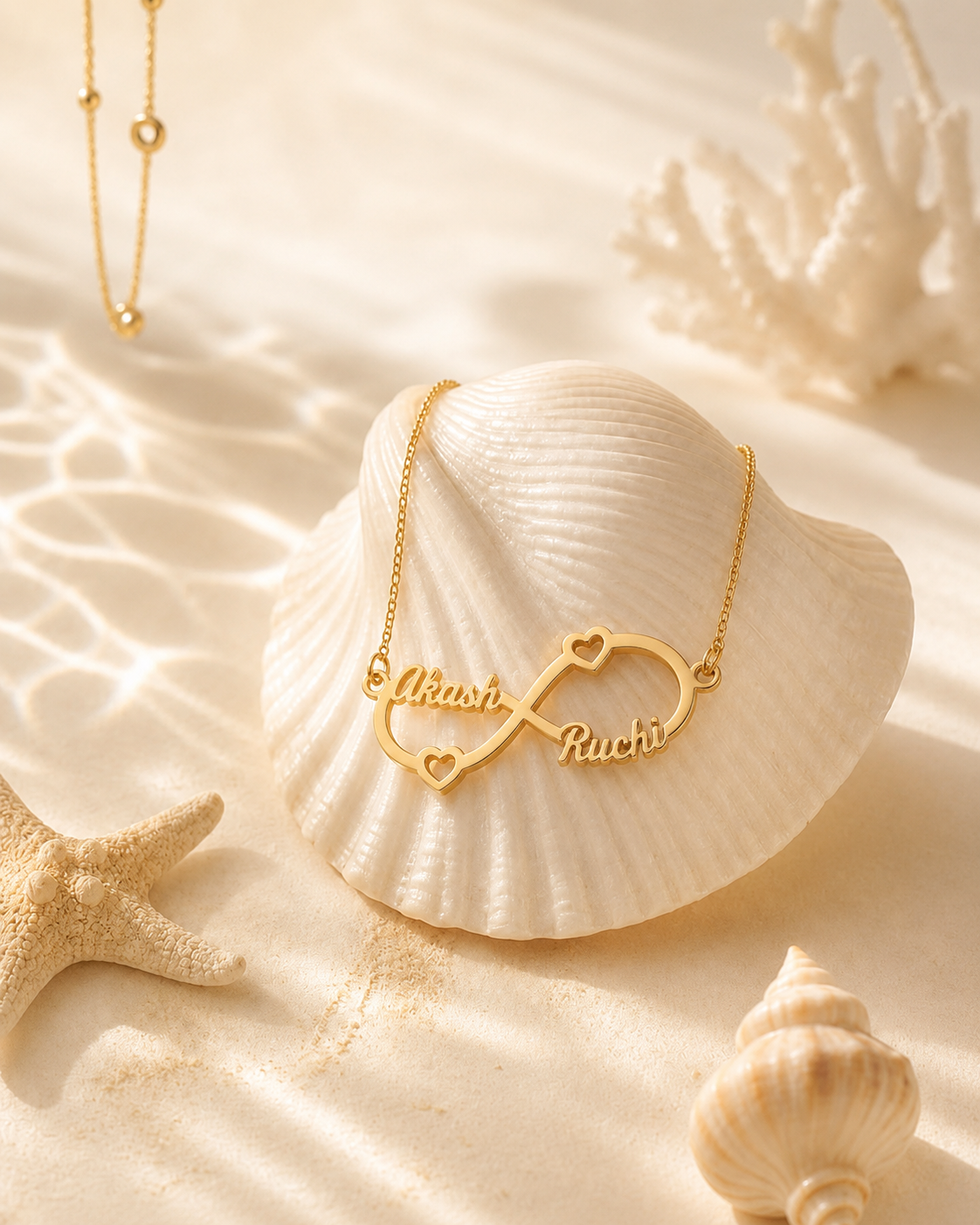PERSONALIZED INFINITY COUPLE NAME NECKLACE – CUSTOM GOLD NAME PENDANT