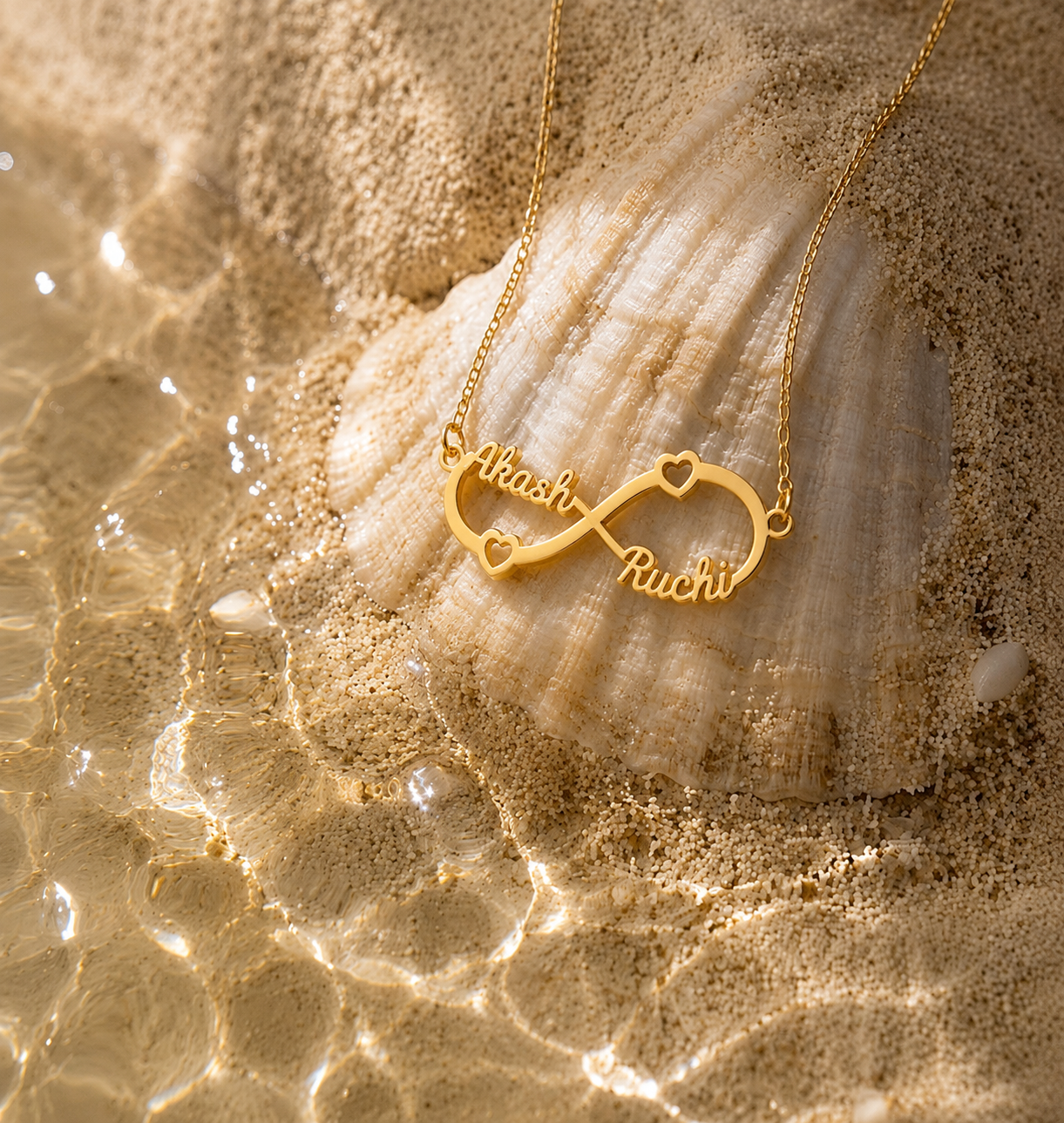 PERSONALIZED INFINITY COUPLE NAME NECKLACE – CUSTOM GOLD NAME PENDANT