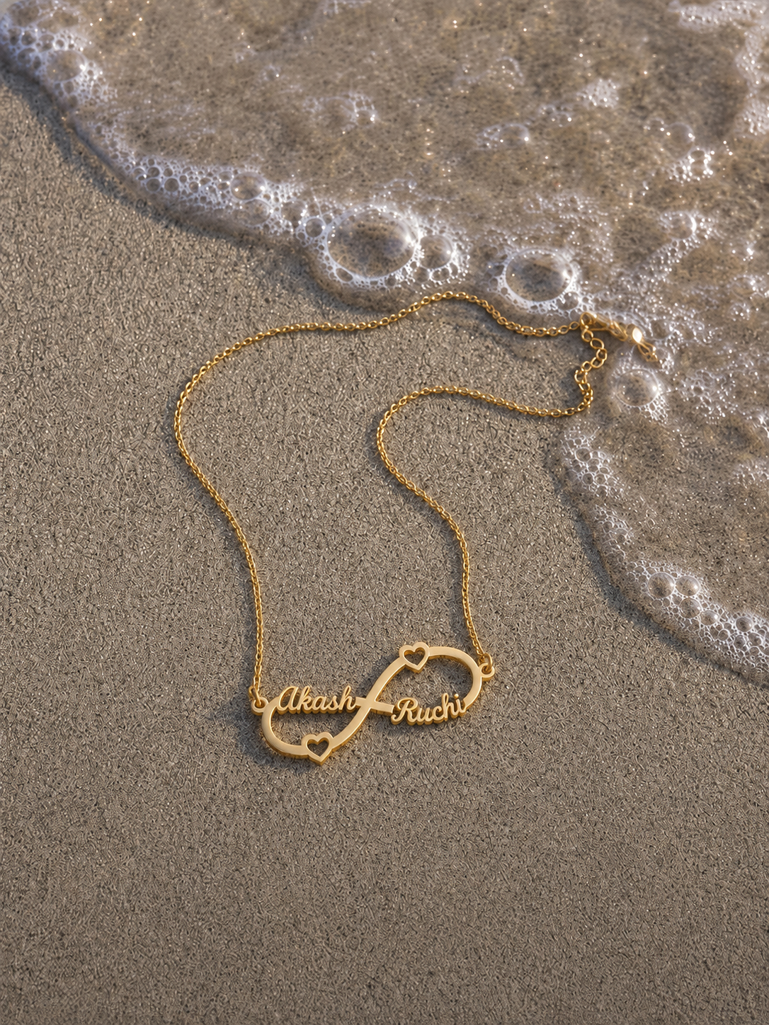 PERSONALIZED INFINITY COUPLE NAME NECKLACE – CUSTOM GOLD NAME PENDANT